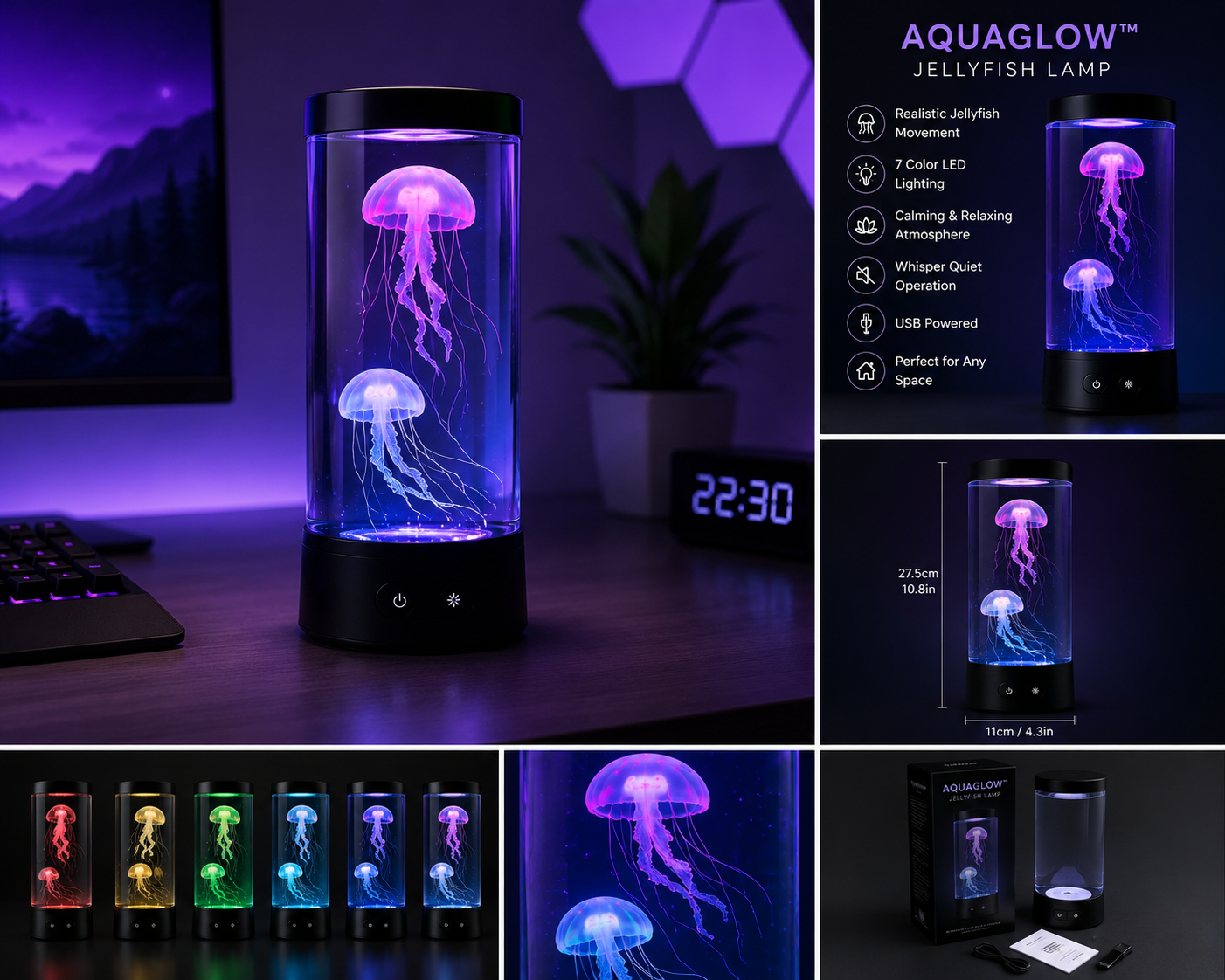 AquaGlow™ Jellyfish Lamp